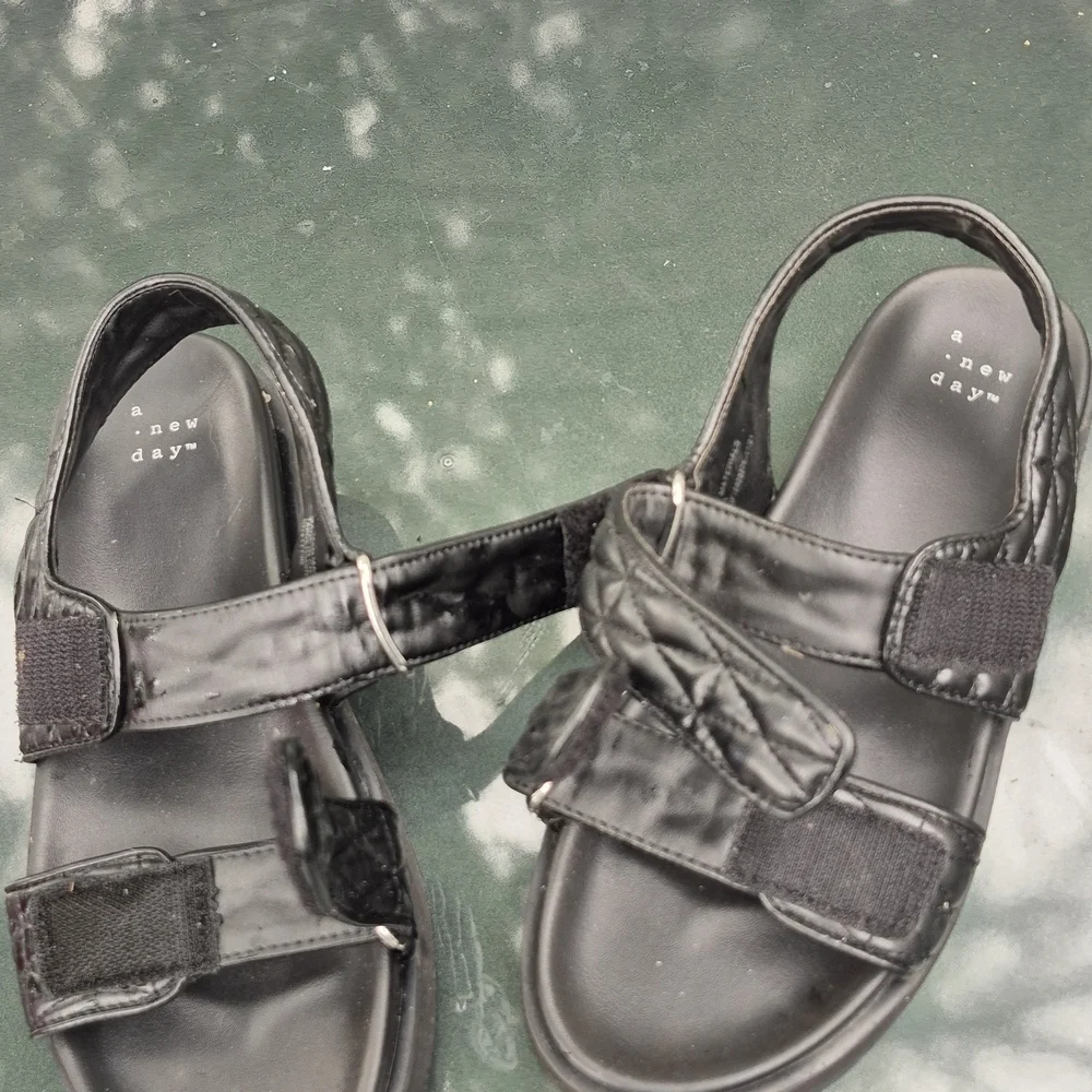 A New Day Black Slide Sandals with Braided Straps